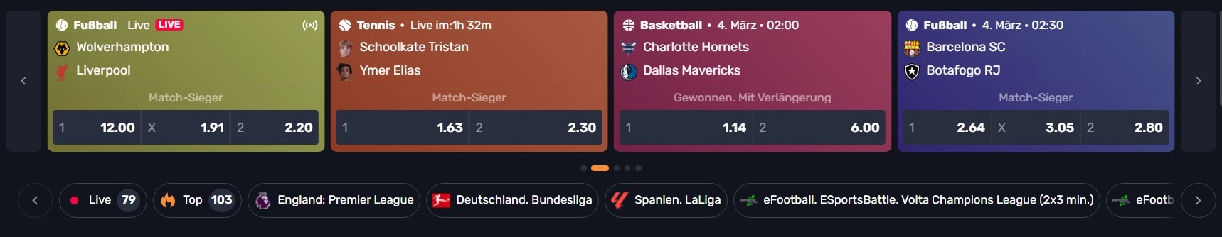Sportwetten-Bereich
